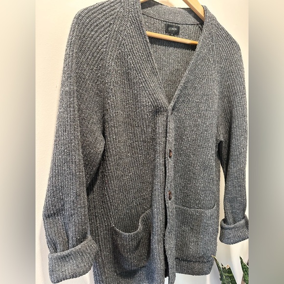 J. Crew• Charcoal Ribbed Button-Front Cardigan - Picture 2 of 5